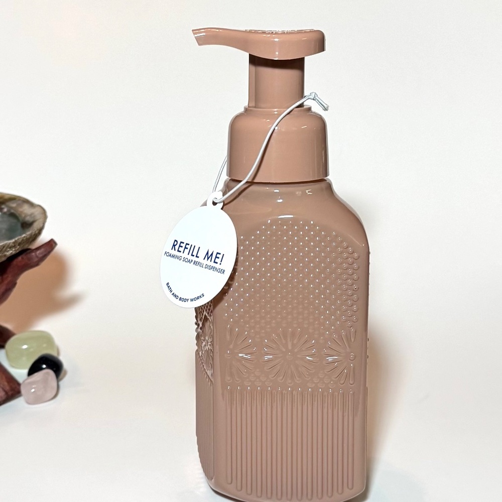 TAN FLORAL Glass Foaming Hand Soap Dispenser
